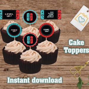 Videospiele Cupcake Toppers - Switch Cupcake Toppers - Videospiel Geburtstagsparty Dekoration - Gamer Dekorationen - INSTANT DOWNLOAD