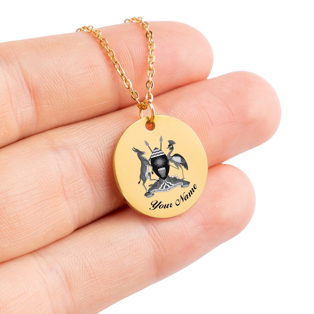 Uganda National Emblem Necklace Country Necklace Minimalist Etsy