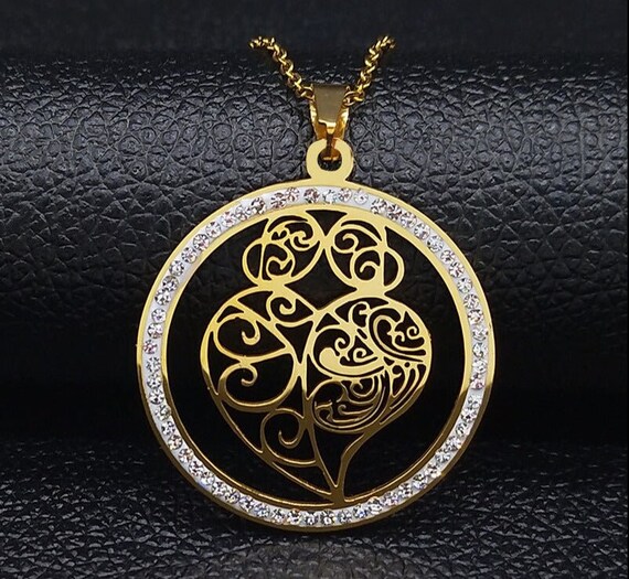 Catholic Sacred Heart Stainless Steel Necklace Gold Color 18k Etsy