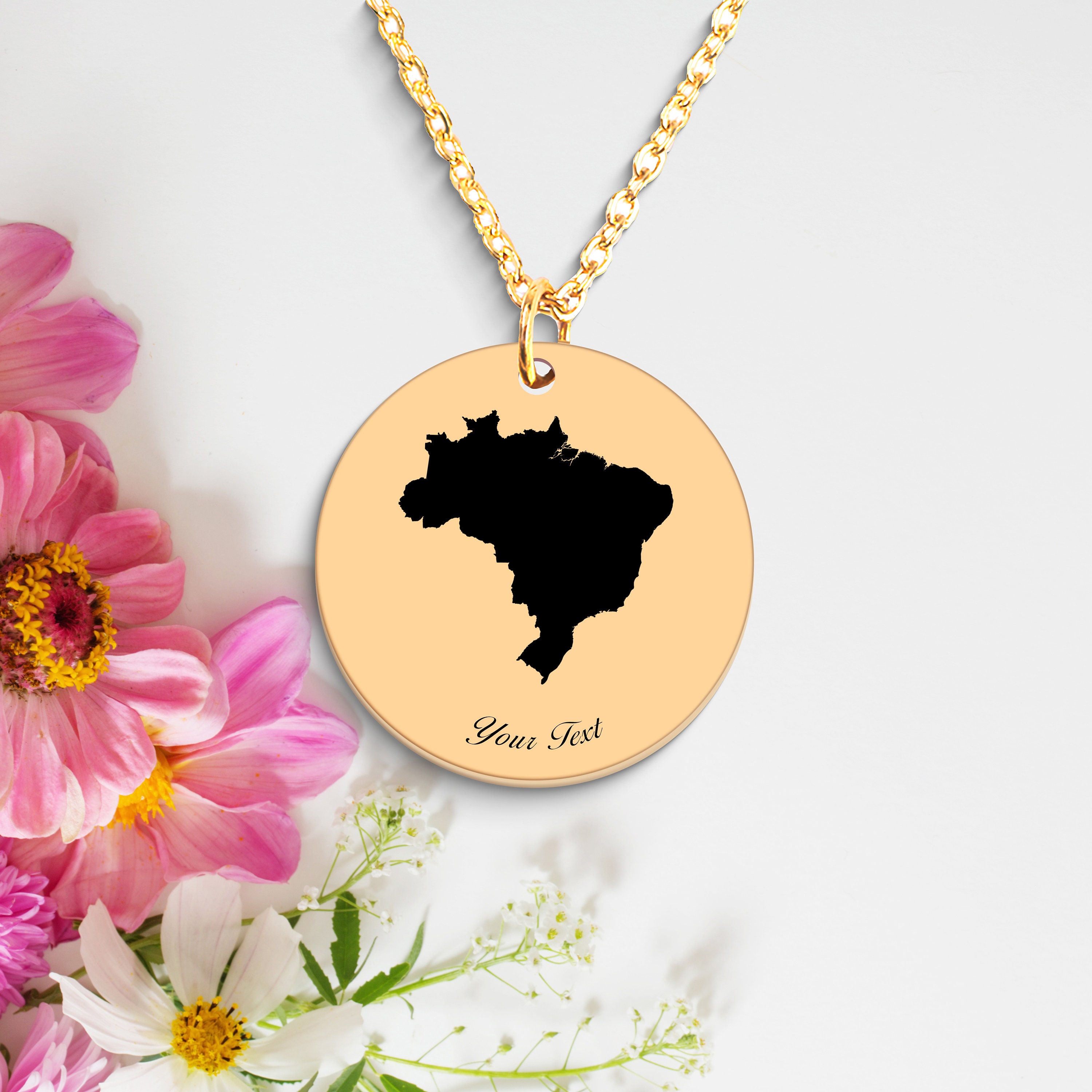 Brazil Map Necklace 