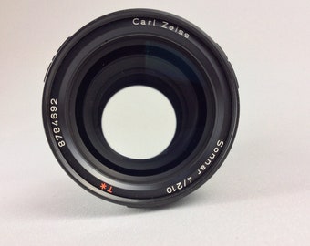 Objectif de caméra Sonnar Carl Zeiss Sonnar 4/210 T * pour objectif Contax fabriqué au Japon top mint condition capuchon avant / arrière