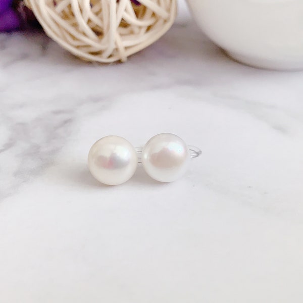 Freshwater Pearl Earrings Invisible Clip On Pearl Stud Single pearl bridal elegant bridesmaid gift for her freshwater Pearl clip on earrings