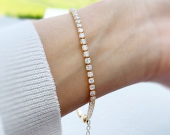 Minimalistische Pavé-armband met edelsteen op maat gemaakte armband, elke dag cadeau voor haar afstuderen, verjaardag, kerstverjaardag