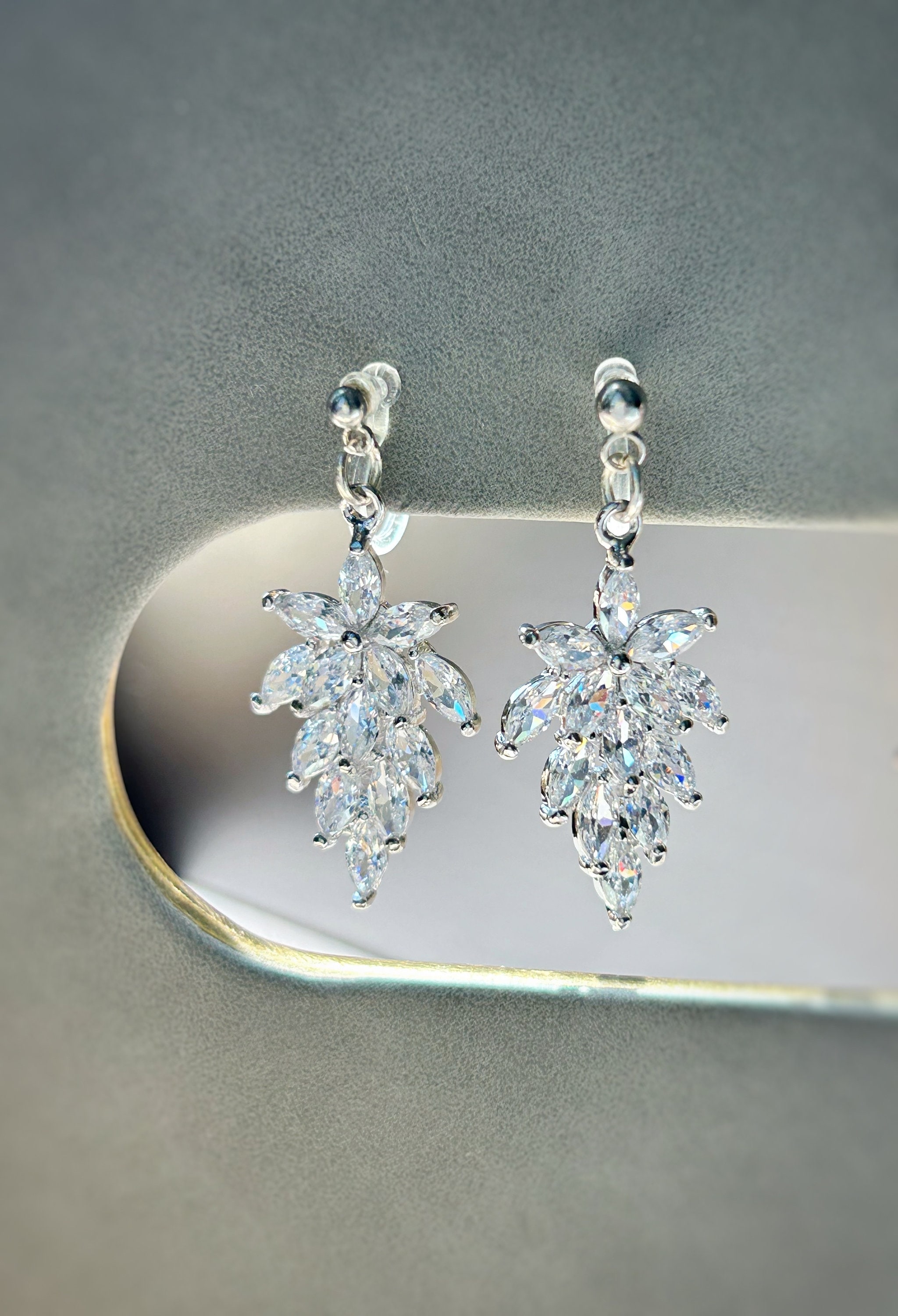 Clip On Crystal Cluster Earrings
