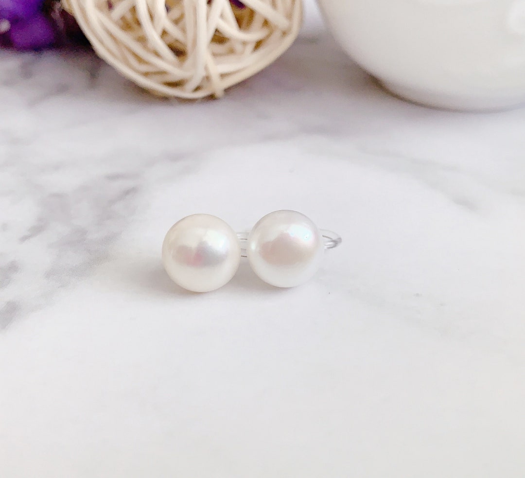 Freshwater Pearl Earrings Invisible Clip on Pearl Stud Single Pearl