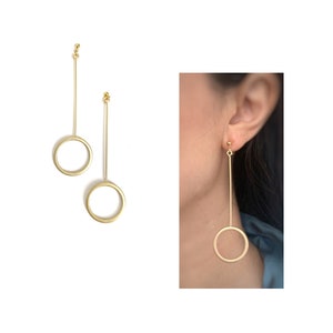 Minimalist Hanging Circle Earrings Invisible Clip On Dangling Clip On Minimalistic Clip On Edge Clip On Bar Clip On