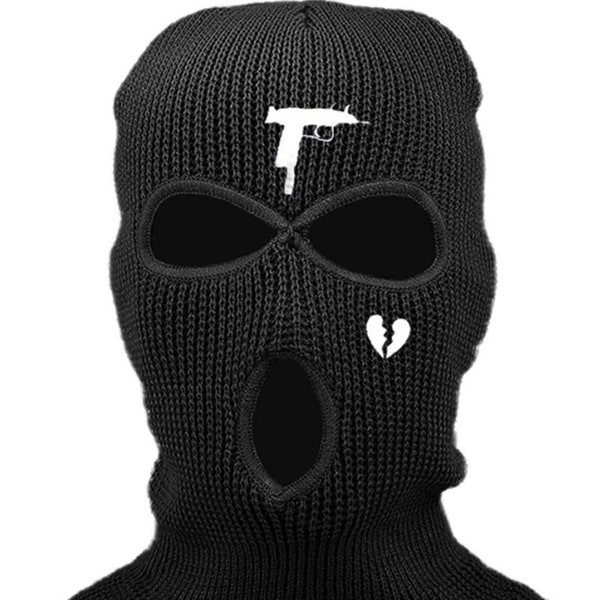 Masque de cagoule unisexe 3 trous, chapeau chaud d'hiver, masque complet brodé, tricoté, cyclisme, Ski, Snowboard, bonnet Hip Hop, cadeau