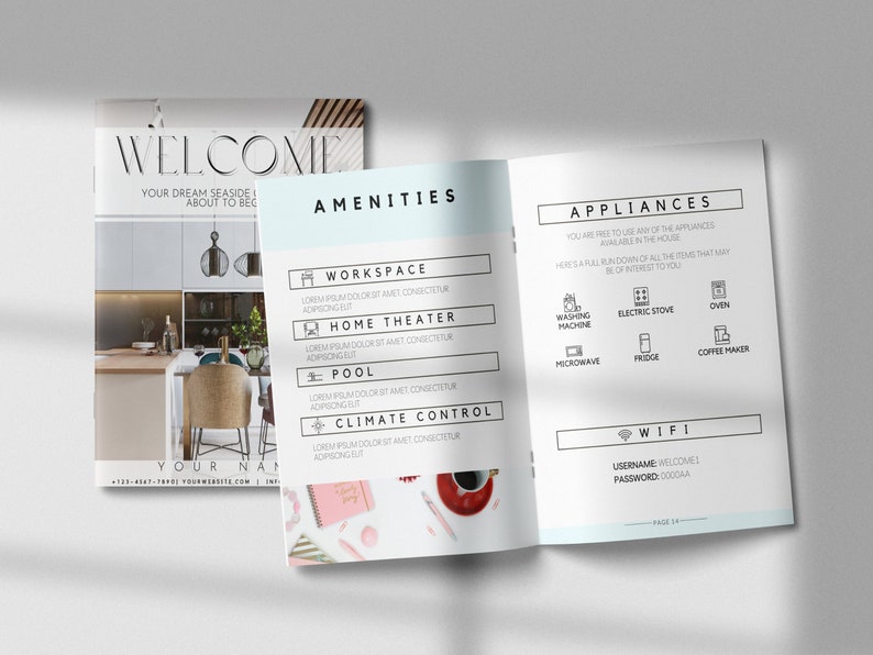 Airbnb House Manual Template, Airbnb Guest Book, Editable Canva ...