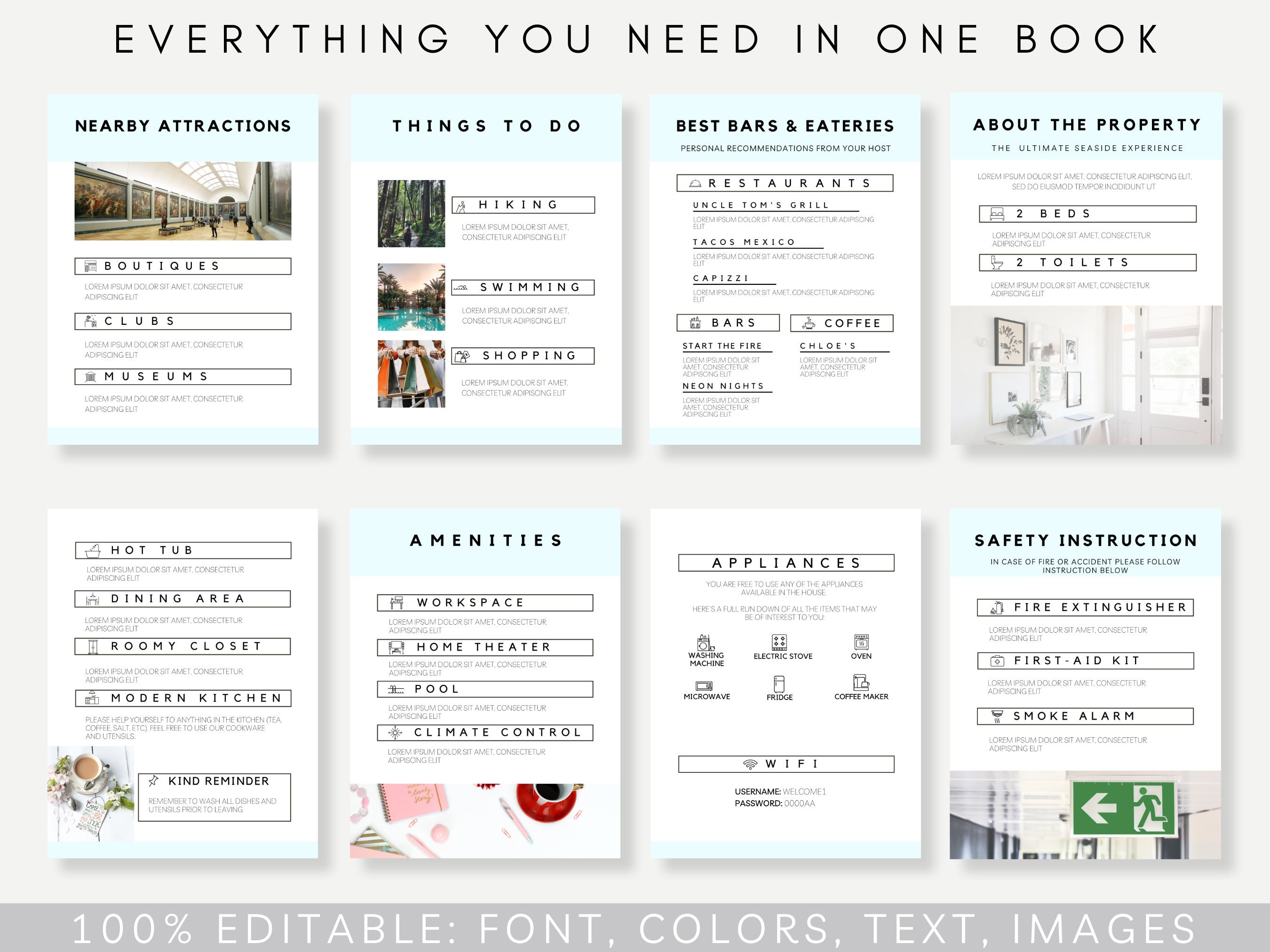 Airbnb House Manual Template, Airbnb Guest Book, Editable Canva ...
