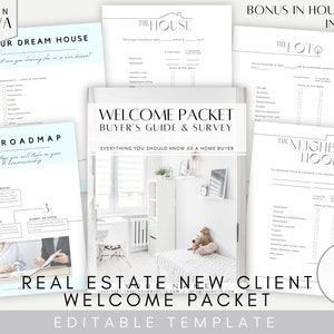 New Client Welcome Packet, New Buyer Guide, Buyer Survey, Real Estate Onboarding - Canva Template, Real Estate Template, Realtor