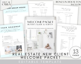 Real Estate New Client Welcome Packet: Buyer Guide & Survey (Canva Template)
