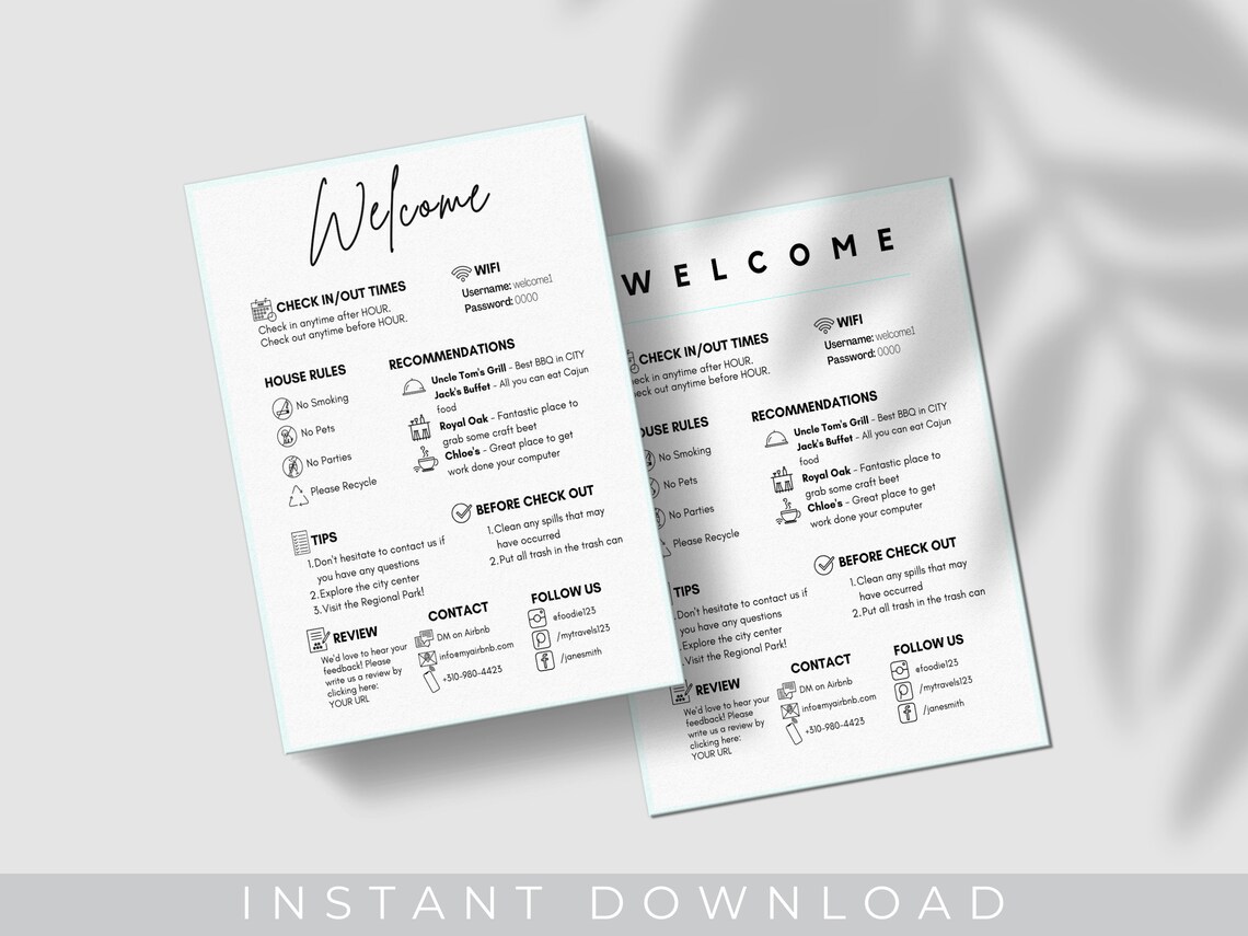 Printable Airbnb Sign House Rules Vacation Rental Etsy