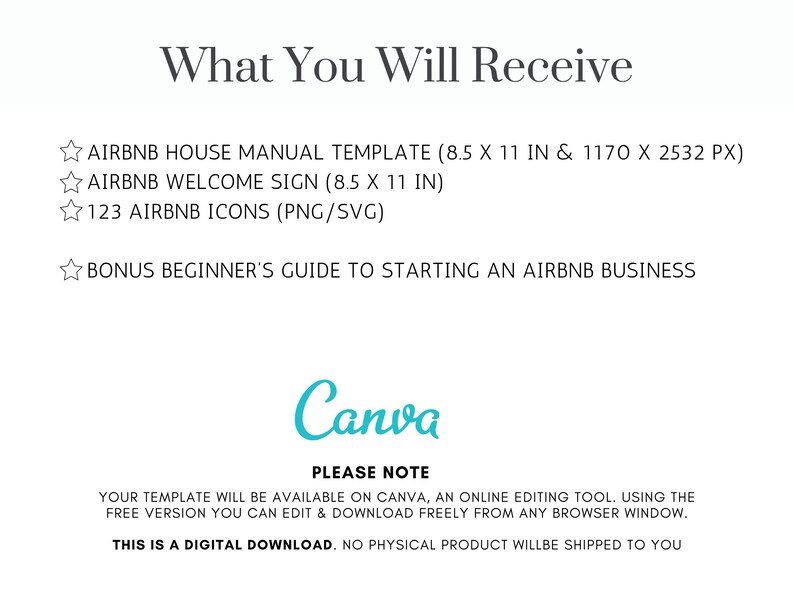 Airbnb House Manual Template, Airbnb Guest Book, Editable Canva ...