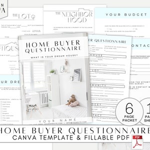 Home Buyer Questionnaire Packet, Buyer Survey, Fillable PDF, Editable Buyer Packet, Realtor Forms, Real Estate Marketing, Canva Template