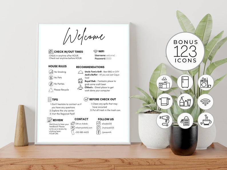 Airbnb House Manual Template, Airbnb Guest Book, Editable Canva Airbnb House Manual Template, Airbnb Guest Book, Editable Canva