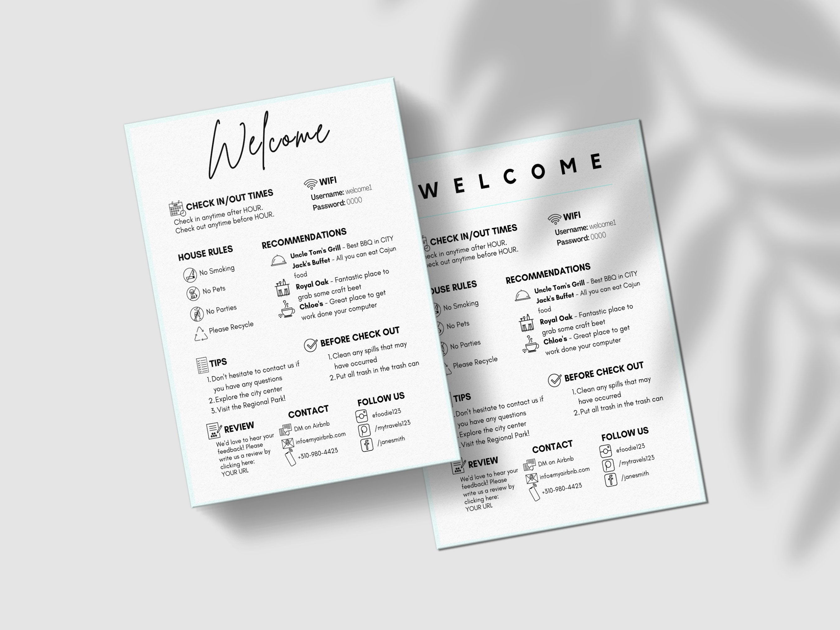 Airbnb House Manual Template, Airbnb Guest Book, Editable Canva ...