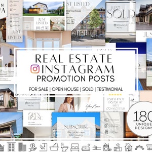 175 Instagram Promotion Posts, gerade gelistet, zum Verkauf, verkauft, Testimonials, Tag der offenen Tür, BONUS 185 Immobilien Icons