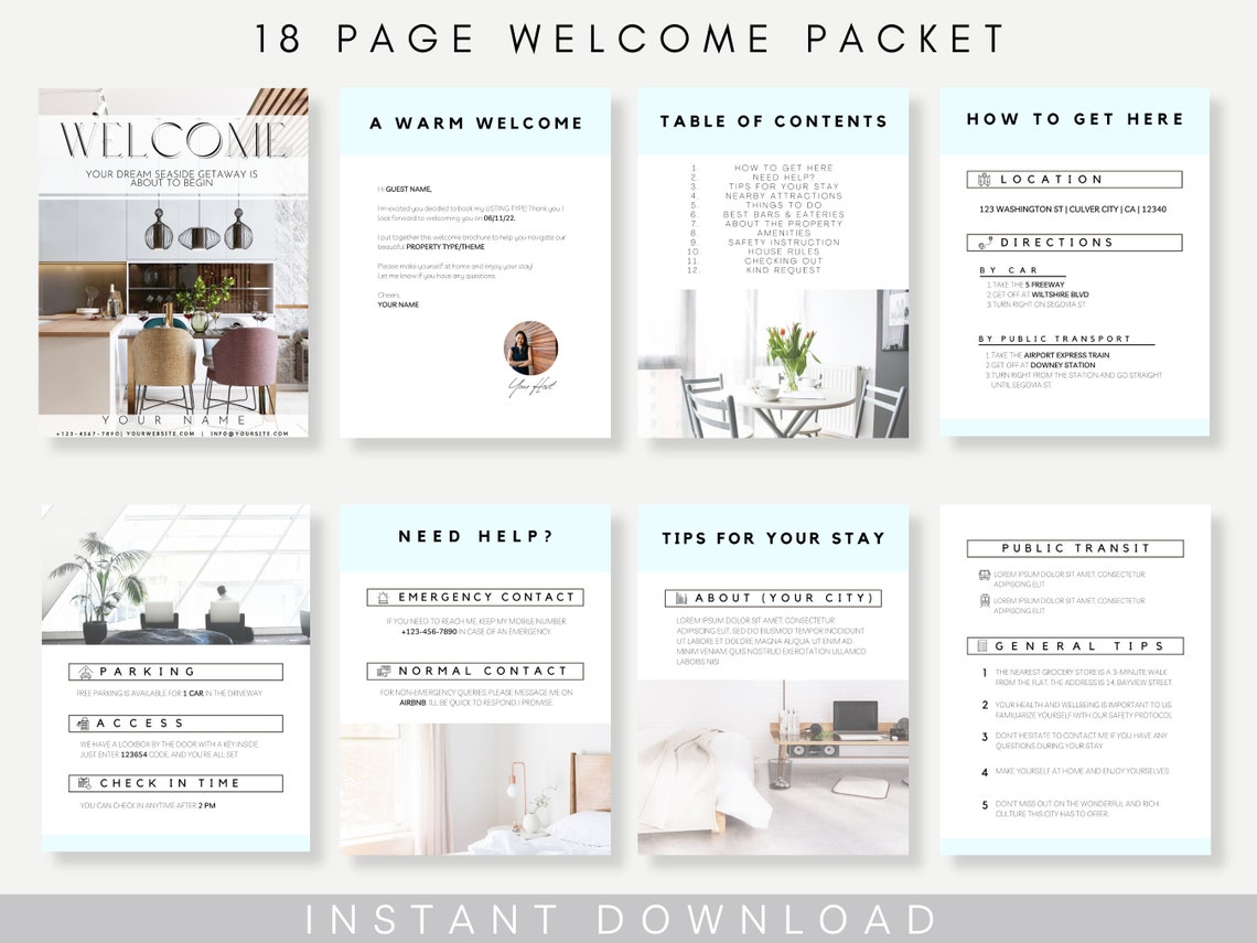 Airbnb House Manual Template, Airbnb Guest Book, Editable Canva ...