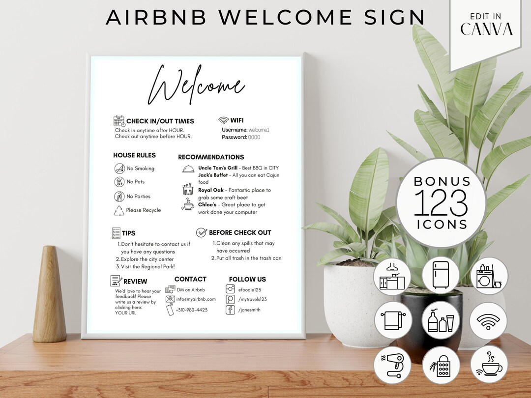 Printable Airbnb Sign, House Rules, Vacation Rental, Guest