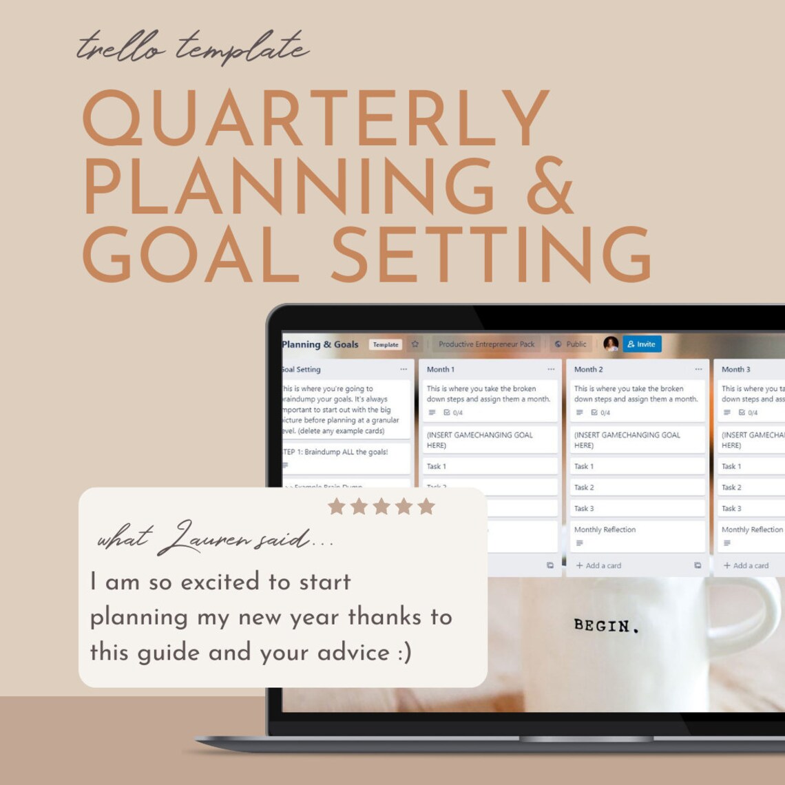 Quarterly Planning & Goal Setting Trello Template 90day Etsy