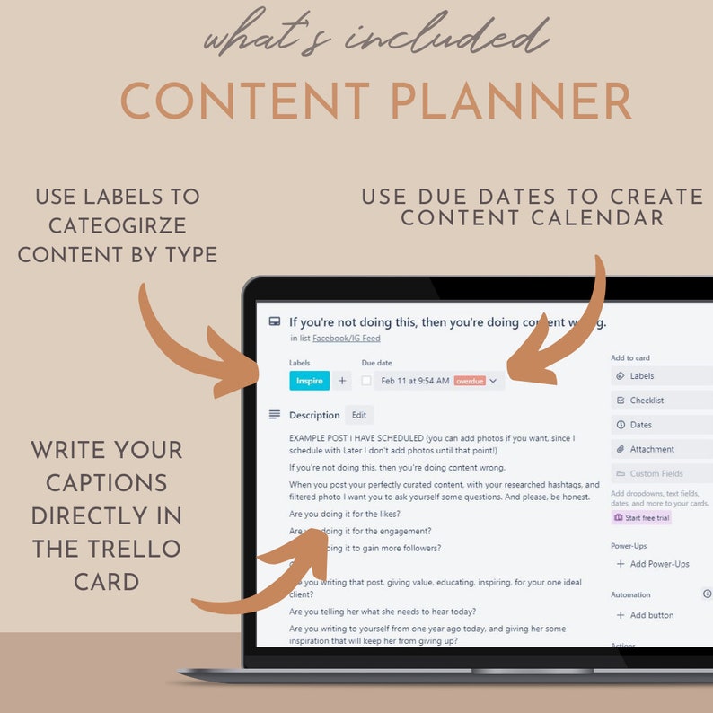 Content Planner Trello Template Social Media Calendar Social Media