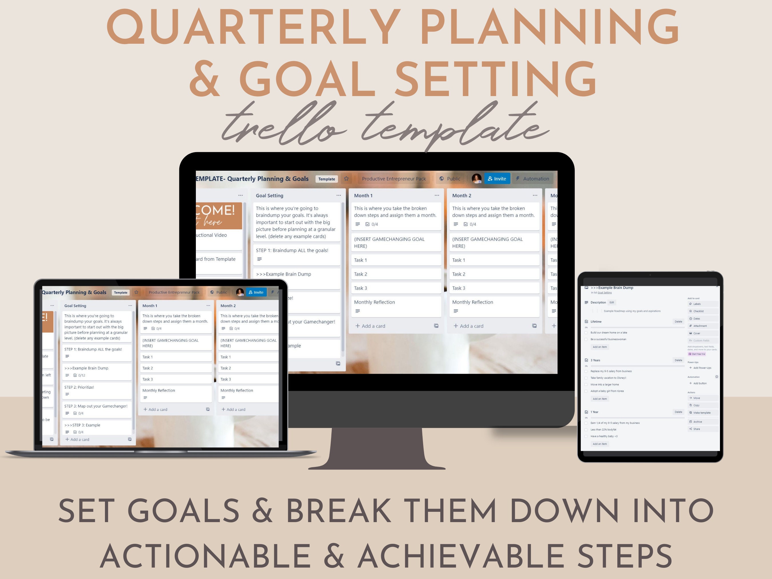 Quarterly Planning & Goal Setting Trello Template, 90day Action Plan