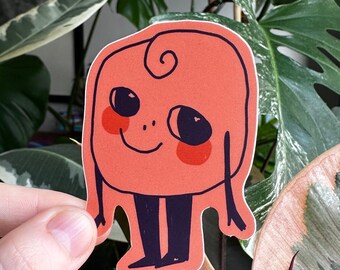 Cute Smile Die Cut Vinyl Sticker | 52 x 76mm | Pink Friendly Waterproof Character