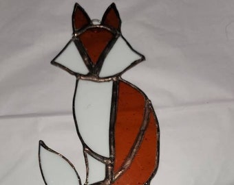 Fox stained glass window decor, Fox Stained Glass, Fox Suncatcher, Window Decor, Fox, Unique Sun Catcher. Stained Glass Sun Catcher