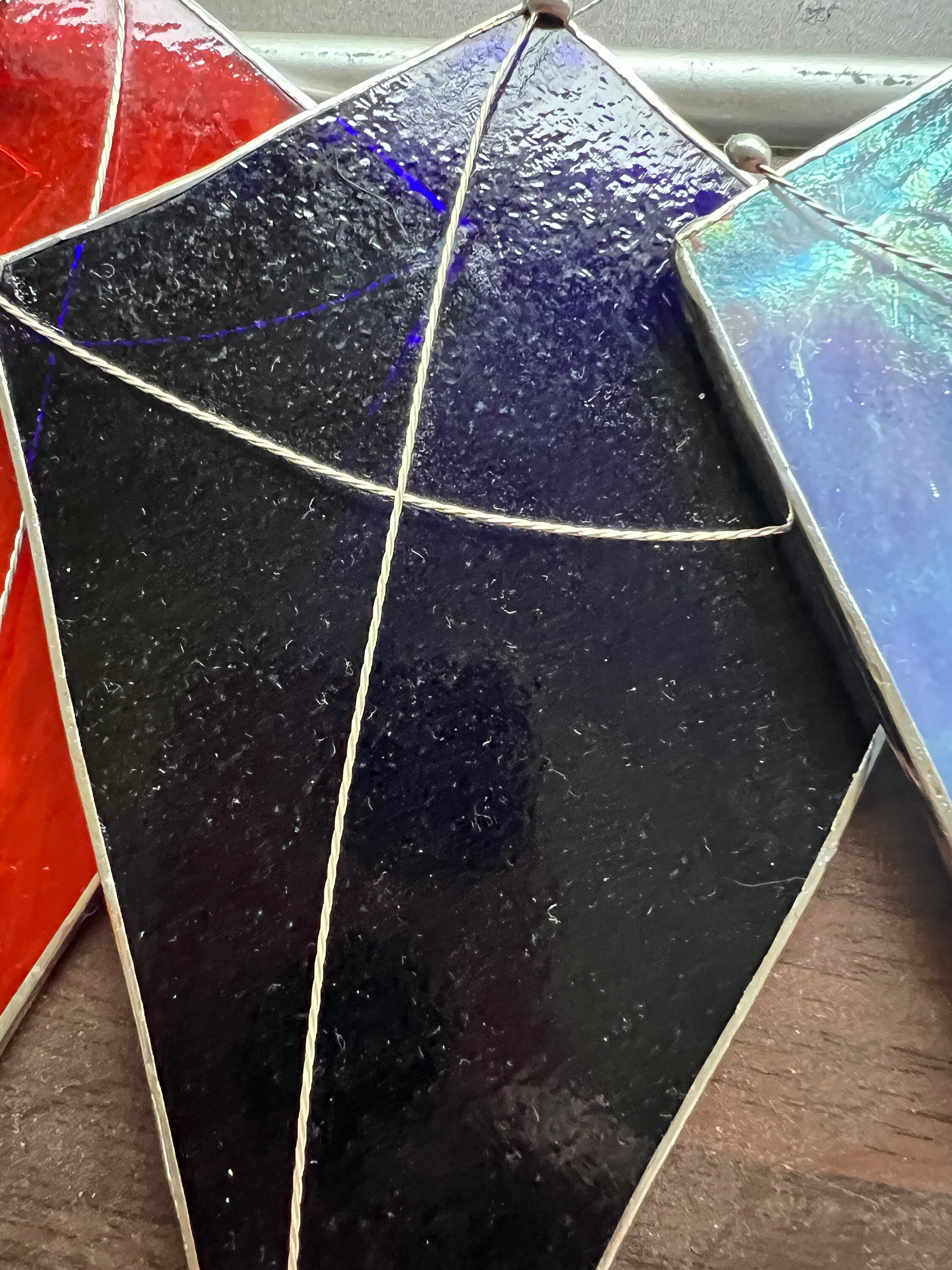 Stained Glass LARGE Kites With Beautiful Silver Tails and Coordinating