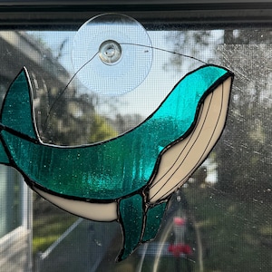 Stained glass humpback whale window decor, Humpback Whale Suncatcher, Whale Suncatcher, Staned Glass Whale, Whale Lightcatcher, Whale