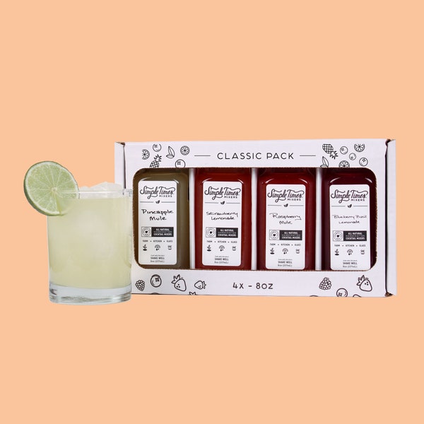 Classic 4-Pack (4x 8oz), All Natural Cocktail Mixers Gift Set