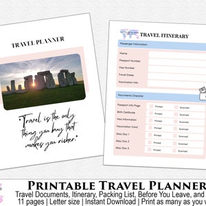 Travel Planner, Printable Travel Planner, Digital Travel Planner, Vacation Planner, Trip Itinerary Planner, Road Trip Planner