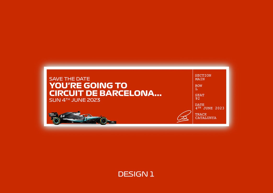Grand Prix F1 Formula 1 Barcelona Keepsake Save the Date Etsy