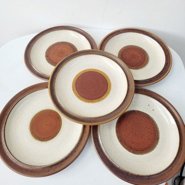 5 assiettes à dessert vintage Denby made in England