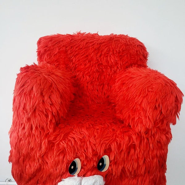 Fauteuil enfant rare moumoute rouge années 70