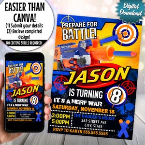 Nerf 5 Birthday Invitation
