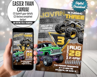 Convite de aniversário Monster Truck Jam 2