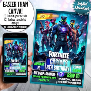 Fort Game 3-1 Birthday Invitation