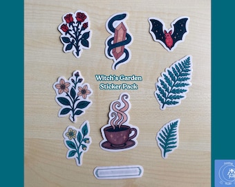 Witch's Garden Sticker Pack | Botanische & Magische Stickers | Cottagecore, Heksentuin, Planten, Thee | Journaling, Scrapbooking