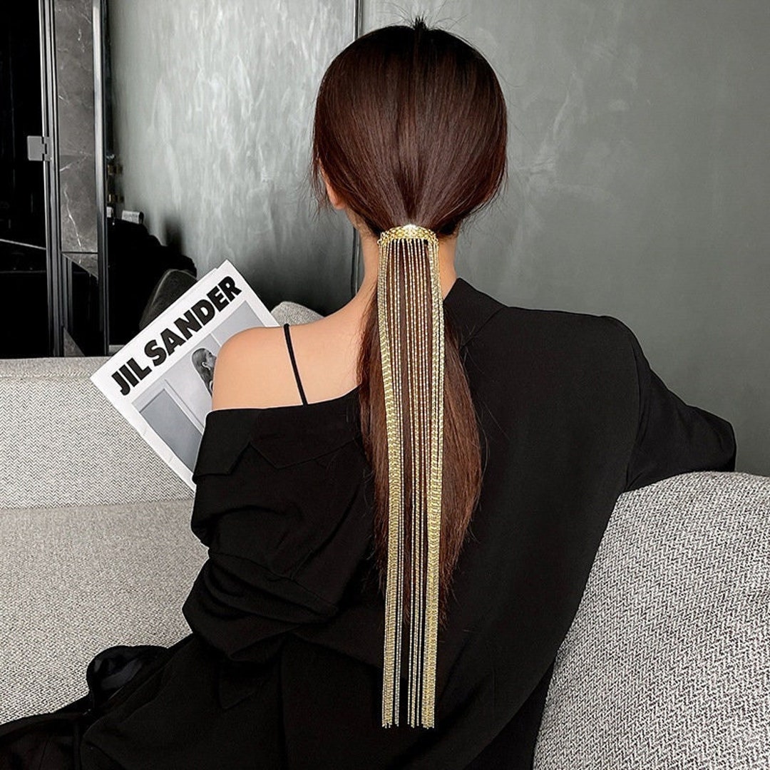 Gold Long Tassel Hair Clip for Women Multi Strands for Etsy