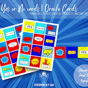 60 Printable Yes or no Cards | Digital PDF Files | Instant Download | Oracle Cards | Comic Book Vibes