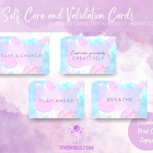 50 Self Care and Validation Printable Cards | Printable Self Care Self Love Cards | Oracle Cards | Digital Files | Encouragement cards