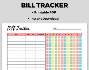 Bill Tracker, Bill Tracker Printable, Bill Planner, Monthly Bill Log, Bill Payment Checklist, Bill Payment Tracker,  Utility Log, Planner