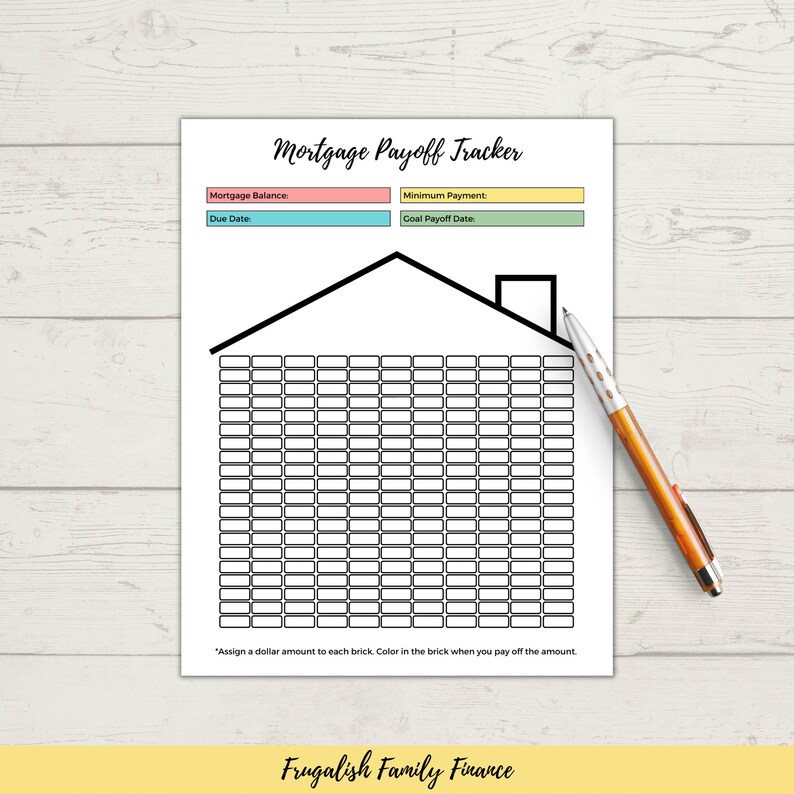 House Payoff Tracker, Debt Free Chart, House Tracker, Mortgage Payoff ...