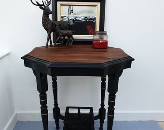 Octagonal Table hand painted in black and gold