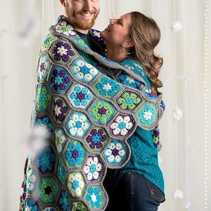 African Flower Afghan Blanket Crochet Pattern, PDF Download, Beginner-Friendly Crochet Motif Pattern