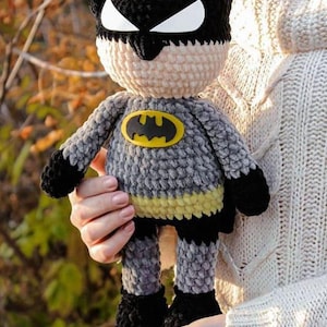 Cuddly Plush Superhero Amigurumi Crochet Pattern PDF – Digital Download, Caped Crusader crochet pattern