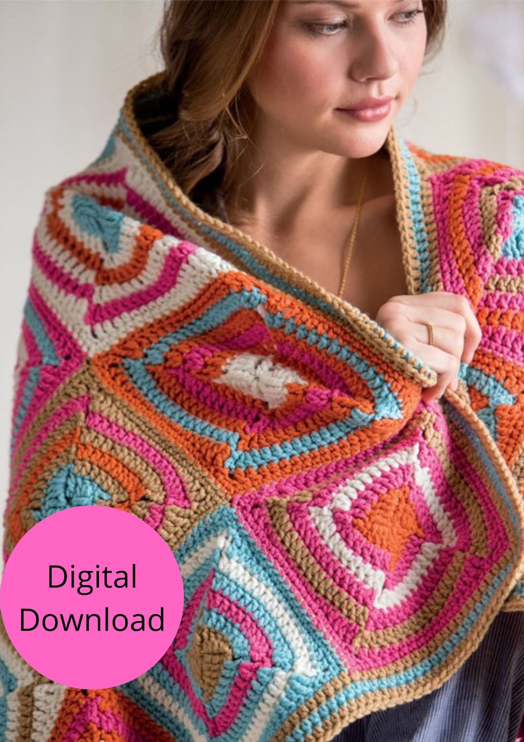 Twirly Afghan Blanket Crochet Pattern Modern Geometric Blanket PDF