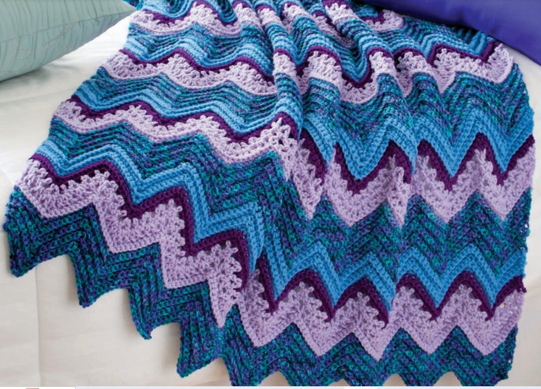 Crochet Pattern Wave Afghan Blanket Crochet Pattern PDF Etsy