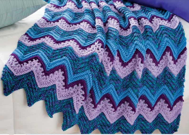 Crochet Pattern Wave Afghan Blanket Crochet Pattern PDF Etsy